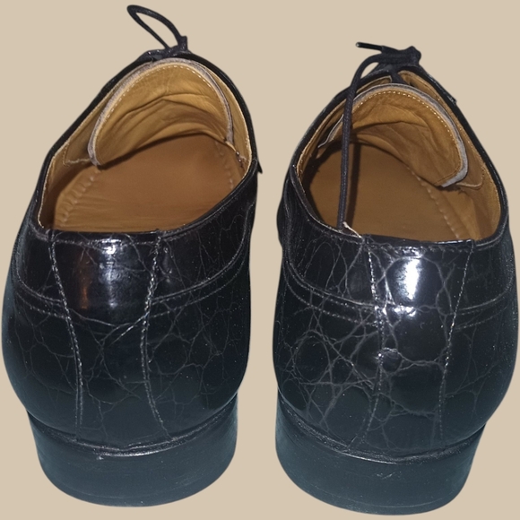 Magnanni Alligator Men's Oxford Shoes Size 9 Black Exotic Leather Lace Up SPAIN - Picture 6 of 8